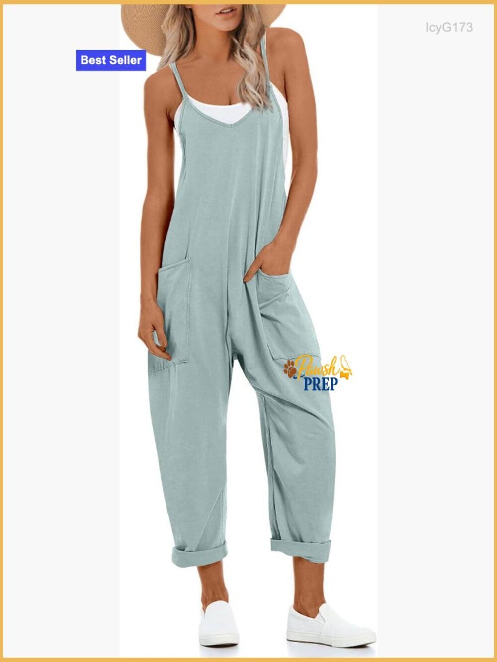 Loose Fit Jumpsuit Adjustable Straps Lightweight Polyester Blend Summer Casual
